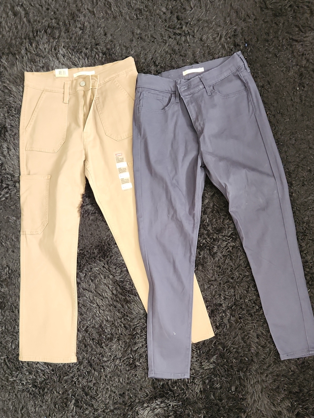 2 PAIRS!! Women's Straight Fit Chino Pants in Tan and Navy - Unbranded